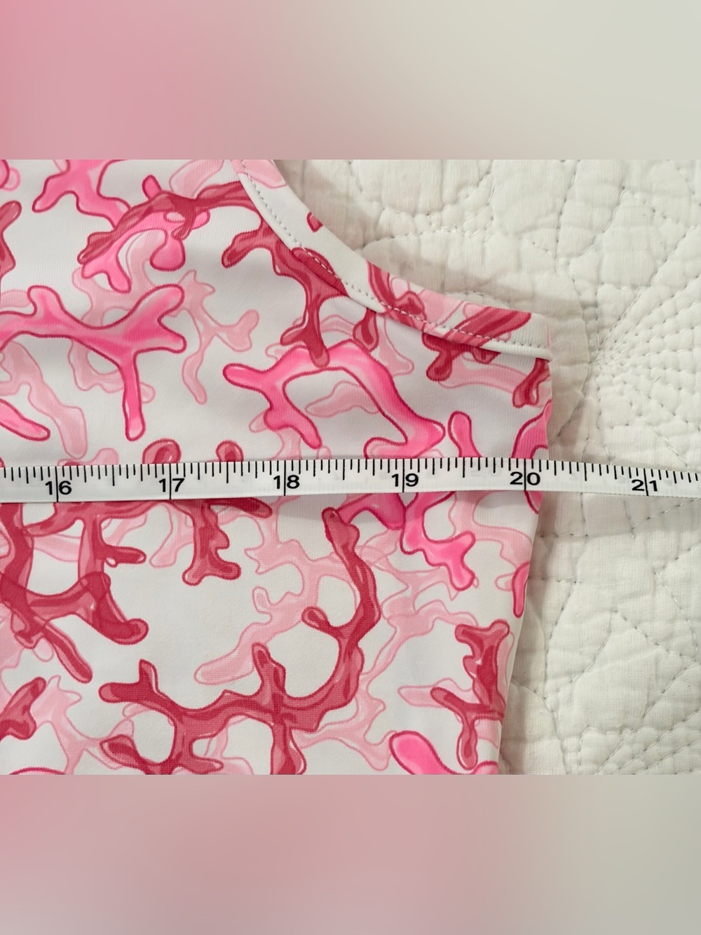 PRELOVED SZ L Lulu-B Pink and White Coral-Print Shift Dress/tunic top - Picture 4 of 6